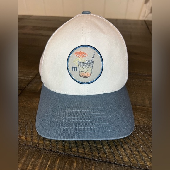 Travis Mathew Sunday SnapBack Trucker Hat, White and Blue - Picture 1 of 5